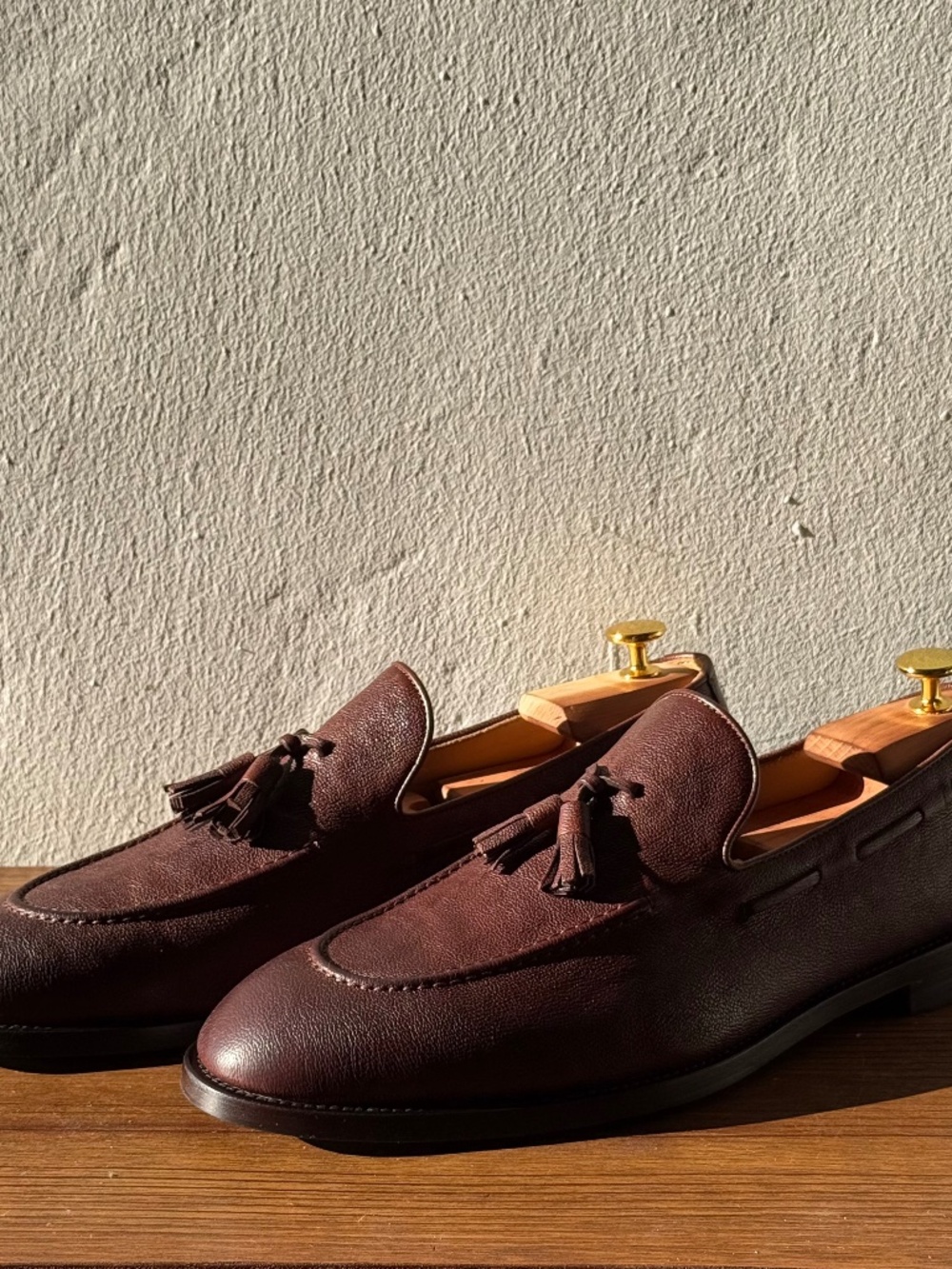 Brunello Cucinelli Tassel Loafers Brown Grained Leather EU 46 Unworn Made in Ita